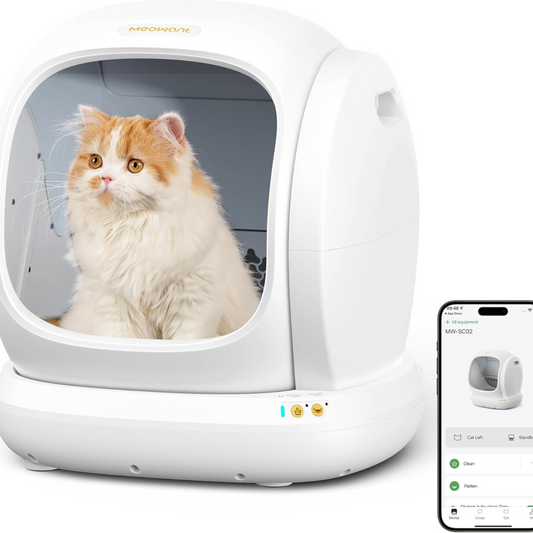 Arenero automático inteligente para gatos de 75L, con tapa abierta.