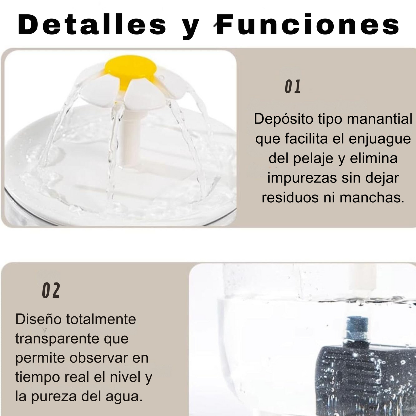Fuente de Agua para gatos de 1L, tazón de bebida silencioso.