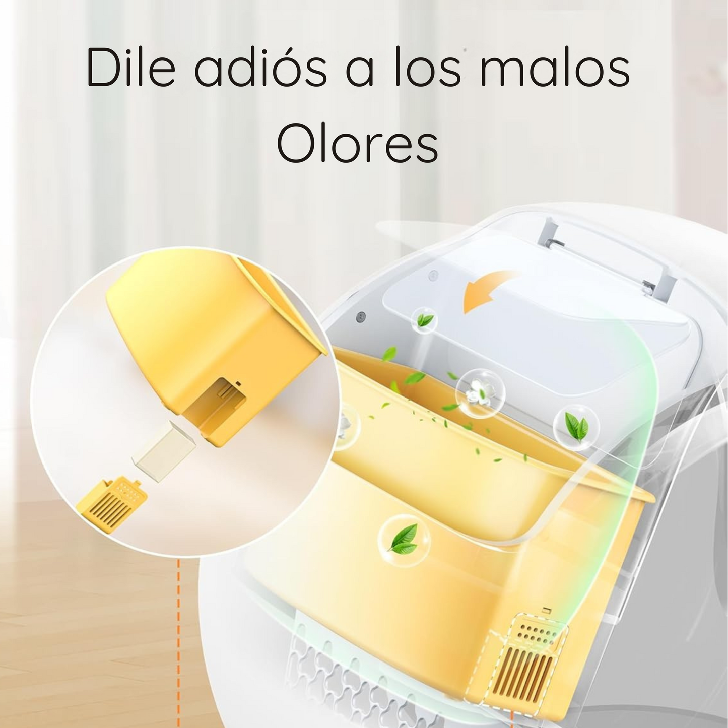 Arenero automático inteligente para gatos de 75L, con tapa abierta.