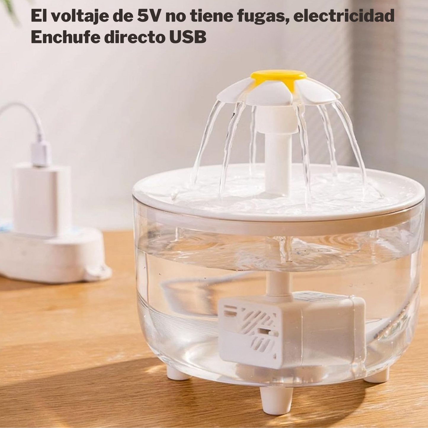 Fuente de Agua para gatos de 1L, tazón de bebida silencioso.