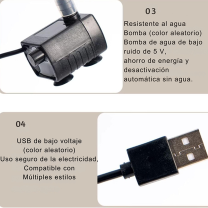 Fuente de Agua para gatos de 1L, tazón de bebida silencioso.